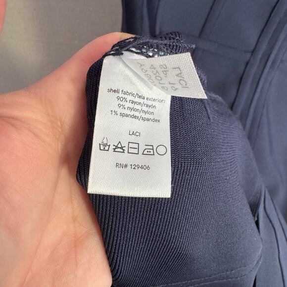 Venus Bodycon Dress Size XL Navy Blue Spaghetti Strap Zip Back Heavy Fabric - Picture 10 of 13